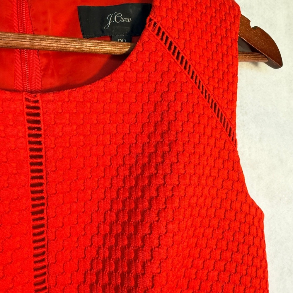 J.Crew Portfolio Dress Red Textured Matelasse Sheath Dress Size 00 - Picture 8 of 10